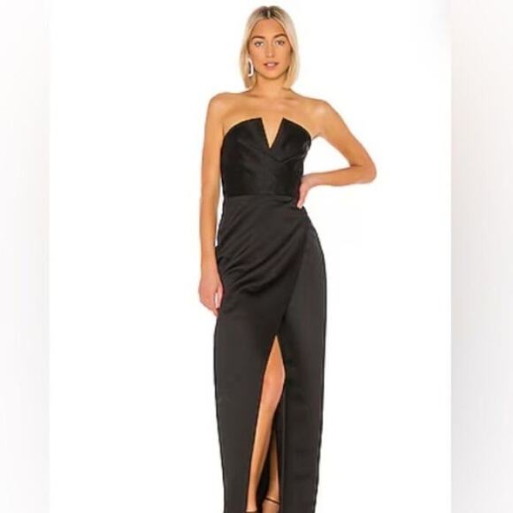 Jay Godfrey Full Length Midnight Blue Strapless Column Gown with Slit MSRP $354 - Picture 1 of 5